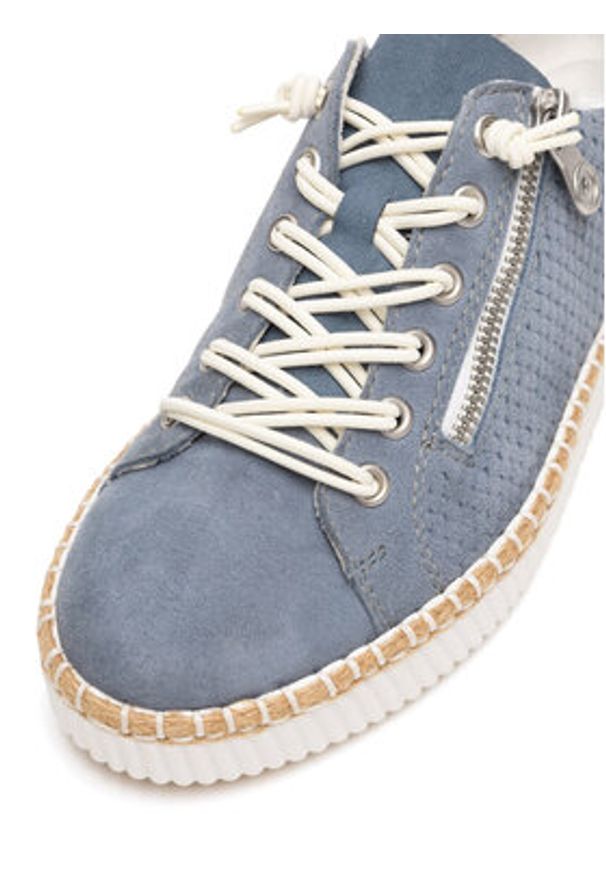 Rieker Półbuty M2940-10 Niebieski. Kolor: niebieski. Materiał: zamsz, skóra