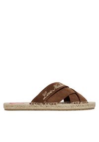 Love Moschino - LOVE MOSCHINO Klapki JA28362G0MIG0300 Brązowy. Kolor: brązowy. Materiał: skóra