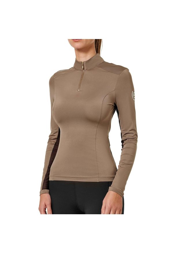 EQUESTRIAN STOCKHOLM - Damska koszulka do jazdy konnej Equestrian Stockholm Air Breeze. Kolor: beżowy, wielokolorowy, żółty. Długość rękawa: długi rękaw