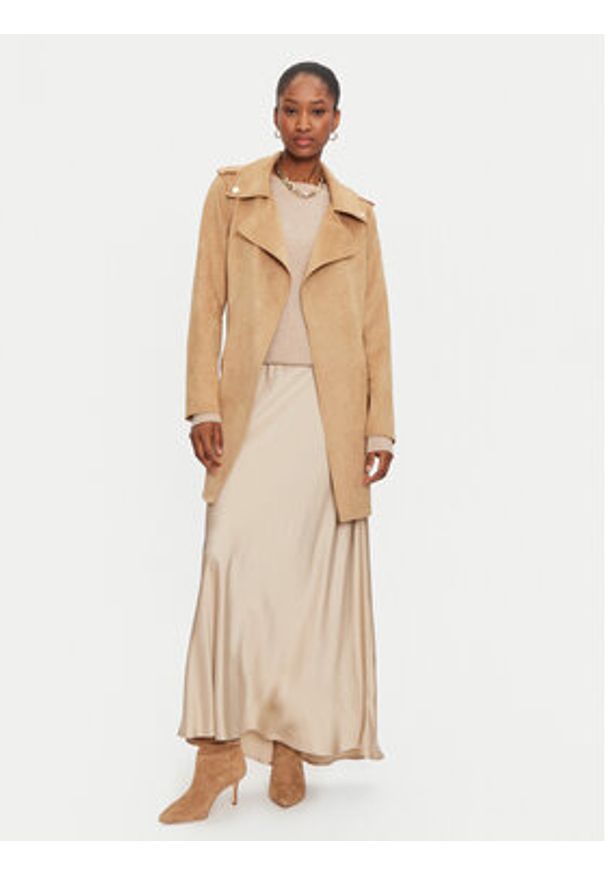 Morgan Płaszcz przejściowy 242-GARIA Beżowy Regular Fit. Kolor: beżowy. Materiał: syntetyk