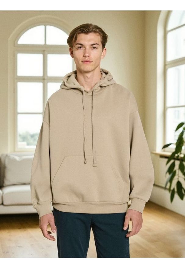 Sinsay - Bluza hoodie comfort fit - beżowy. Kolor: beżowy