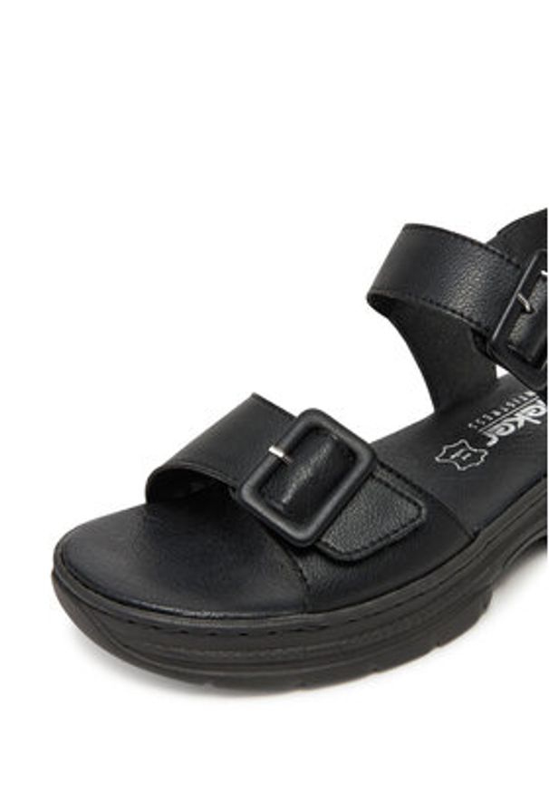 Rieker Sandały 66680-00 Czarny. Kolor: czarny. Materiał: syntetyk, skóra