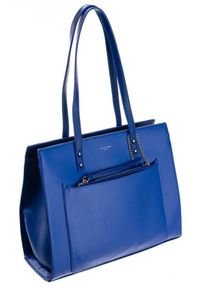 DAVID JONES - Shopper bag niebieski David Jones CM5677 BLUE. Kolor: niebieski. Materiał: skórzane. Styl: klasyczny