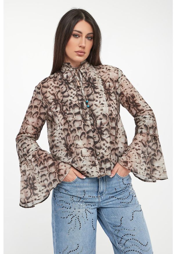 Pinko - Bluzka damska w zwierzęcy wzór Caracalla PINKO. Wzór: motyw zwierzęcy