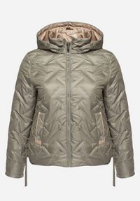 Born2be - Zielona Pikowana Kurtka z Odpinanym Kapturem Falenea. Okazja: na co dzień. Kolor: zielony. Materiał: jeans. Styl: casual #4