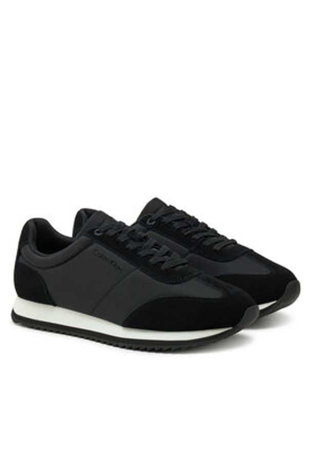 Calvin Klein Sneakersy Low Top Lace Up Mix HM0HM01667 Czarny. Kolor: czarny. Materiał: skóra