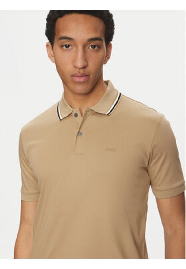 BOSS Polo Penrose 38 50469360 Beżowy Slim Fit. Typ kołnierza: polo. Kolor: beżowy. Materiał: bawełna
