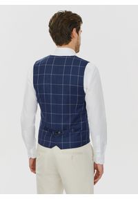 Pako Lorente - PAKO LORENTE – Granatowa kamizelka w jasną kratę. Okazja: na ślub cywilny, na wesele. Kolor: niebieski #9