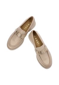 Beżowe Mokasyny Nessi Eleganckie Obuwie Damskie. Okazja: do pracy, na co dzień, na spotkanie biznesowe. Zapięcie: pasek. Kolor: beżowy. Materiał: materiał. Sezon: wiosna. Styl: elegancki #7