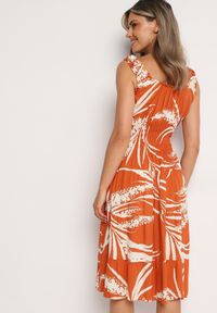 Born2be - Pomarańczowa Wiskozowa Sukienka na Ramiączkach z Gumką w Pasie Oslifea. Okazja: na co dzień, na imprezę. Kolor: pomarańczowy. Materiał: wiskoza. Długość rękawa: na ramiączkach. Wzór: aplikacja. Sezon: lato. Styl: casual #5