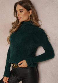 Renee - Ciemnozielony Golf Wełniany Cheki. Typ kołnierza: golf. Kolor: zielony. Materiał: wełna. Długość rękawa: długi rękaw. Długość: długie #1