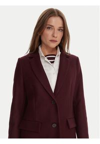 TOMMY HILFIGER - Tommy Hilfiger Płaszcz wełniany WW0WW46547 Bordowy Regular Fit. Kolor: czerwony. Materiał: wełna