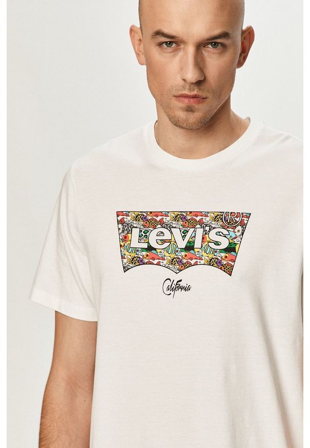 Levi's® - Levi's - T-shirt. Okazja: na co dzień, na spotkanie biznesowe. Kolor: biały. Wzór: nadruk. Styl: biznesowy, casual