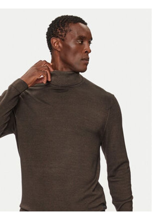 Pierre Cardin Golf C5 50703.5037 Brązowy Regular Fit. Typ kołnierza: golf. Kolor: brązowy. Materiał: wełna
