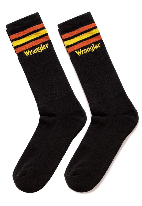 Wrangler - WRANGLER 25 PACKS HIGH SOCKS BLACK W0Z78UT01. Wzór: kolorowy, nadruk