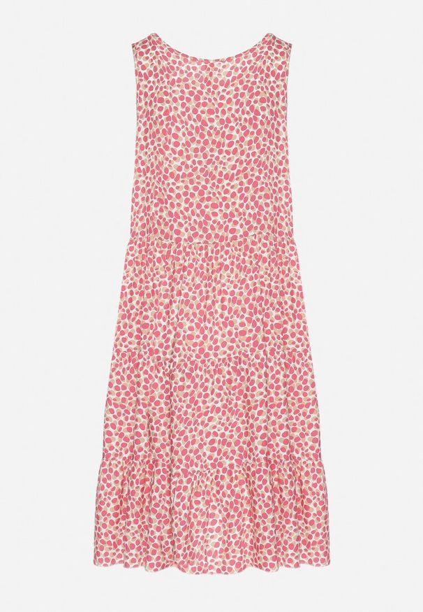 Born2be - Różowa Bawełniana Sukienka Bez Rękawów w Kolorowe Plamki Nattelle. Okazja: na co dzień. Kolor: różowy. Materiał: bawełna. Długość rękawa: bez rękawów. Wzór: kolorowy. Styl: klasyczny, casual, elegancki