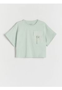 Reserved - T-shirt z kieszenią - jasnoturkusowy. Kolor: turkusowy. Materiał: bawełna #1