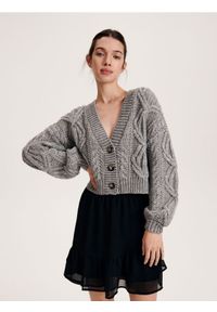 Reserved - Spódnica mini z falbaną - czarny. Kolor: czarny. Materiał: tkanina. Wzór: gładki #1