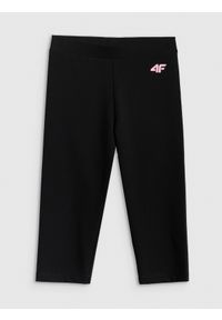 4f - 4F Legginsy dzianinowe 3/4 dziewczęce - czarne 164 (13-14 lat). Okazja: na co dzień, na uczelnię. Stan: podwyższony. Kolor: czarny. Materiał: dzianina. Sezon: lato. Styl: casual, sportowy #1