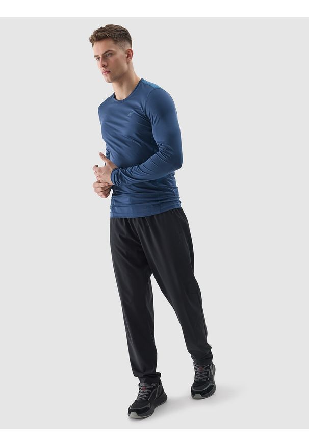 4f - 4F Longsleeve treningowy z materiału z recyklingu męski - granatowy XXL. Kolor: niebieski. Materiał: materiał. Długość rękawa: długi rękaw. Długość: długie. Wzór: gładki, jednolity, ze splotem. Styl: klasyczny. Sport: fitness