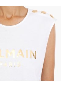Balmain - BALMAIN - Biały t-shirt ze złotym logo. Okazja: na co dzień. Kolor: biały. Materiał: bawełna. Styl: klasyczny, casual #5