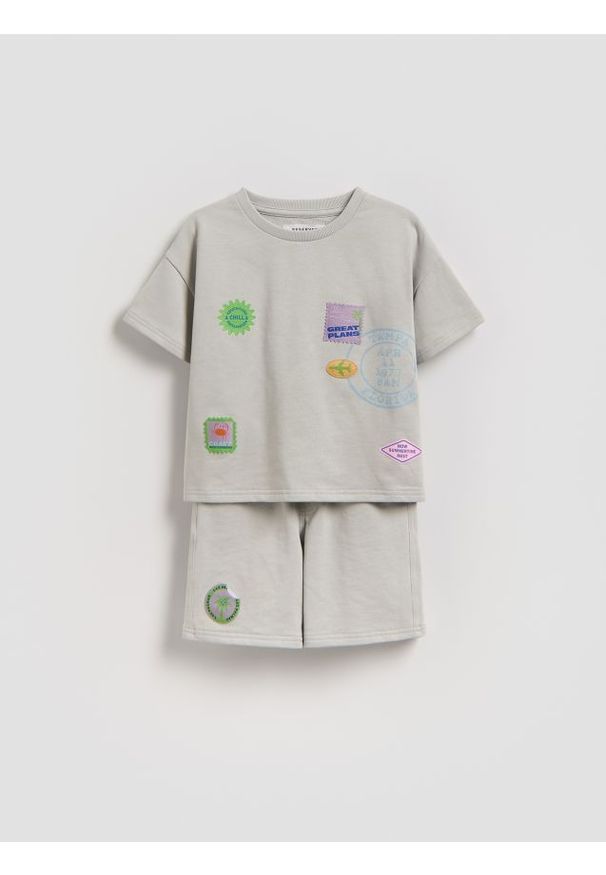 Reserved - Bawełniany komplet - jasnoszary. Kolor: szary. Materiał: bawełna