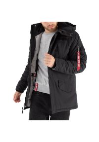 Kurtka Alpha Industries N3B Expedition Parka 10811203 - czarna. Typ kołnierza: kaptur. Kolor: czarny. Materiał: nylon, tkanina, poliester, materiał. Sezon: jesień, zima