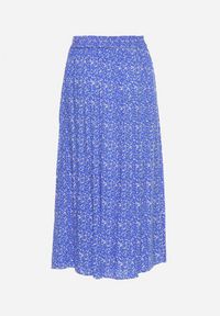 Born2be - Niebieska Wiskozowa Spódnica Maxi w Kwiatowy Print Rozkloszowana Verdandi. Kolor: niebieski. Materiał: wiskoza. Wzór: kwiaty, nadruk