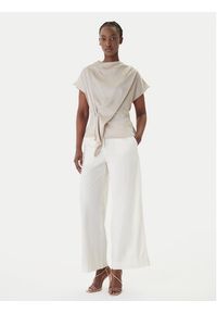 BOSS Spodnie materiałowe C_Tahilone1 50561636 Beżowy Wide Leg. Kolor: beżowy. Materiał: bawełna #5