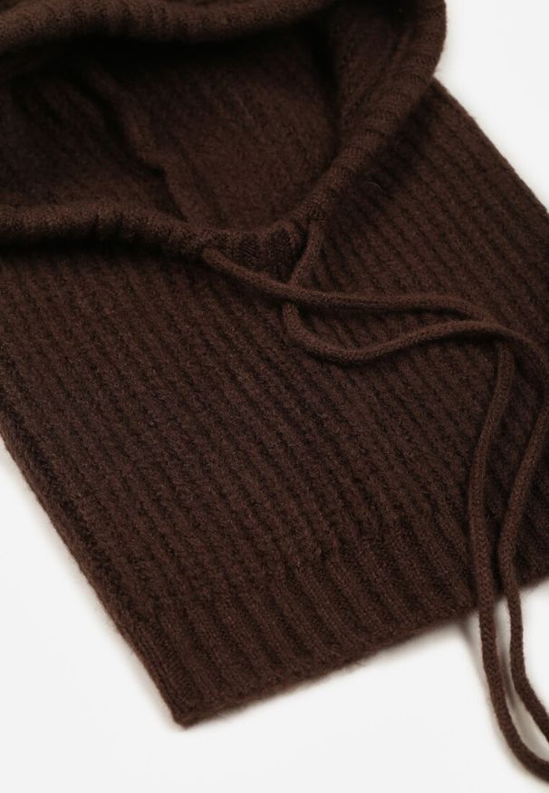Renee - Brązowa Czapka Balaclava z Wełną i Ściągaczami Linobra. Kolor: brązowy. Materiał: wełna