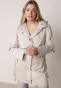 Born2be - Beżowa Przejściowa Kurtka Parka z Kapturem i Podwijanymi Rękawami Tinarose. Okazja: na spacer, na co dzień. Typ kołnierza: kaptur. Kolor: beżowy. Materiał: jeans, dresówka. Styl: casual #1