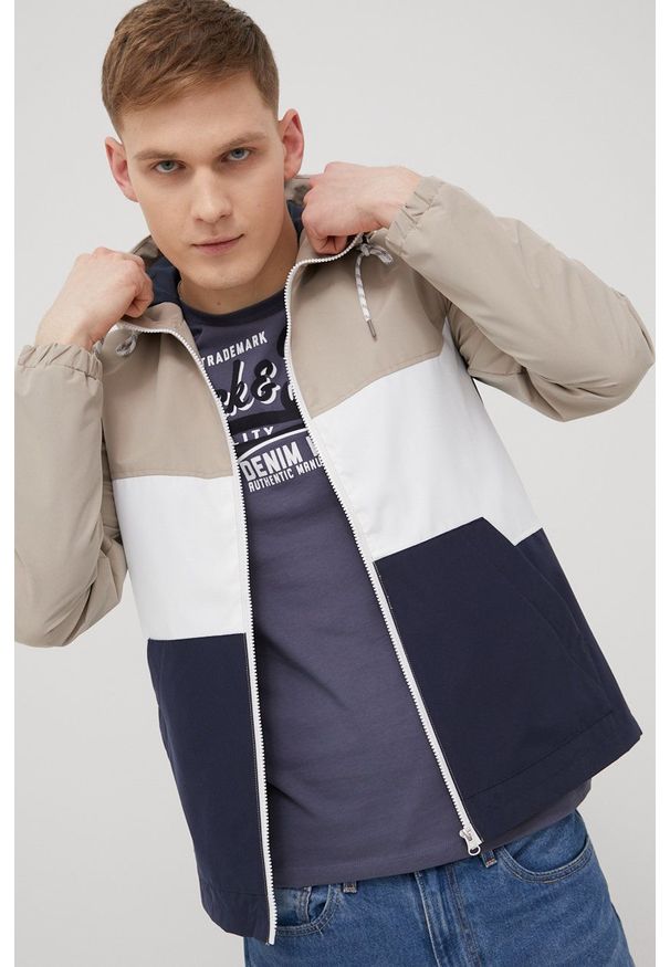 PRODUKT by Jack & Jones - Produkt by Jack & Jones kurtka męska kolor szary przejściowa. Okazja: na co dzień. Typ kołnierza: kaptur. Kolor: szary. Materiał: poliester, tkanina. Styl: casual