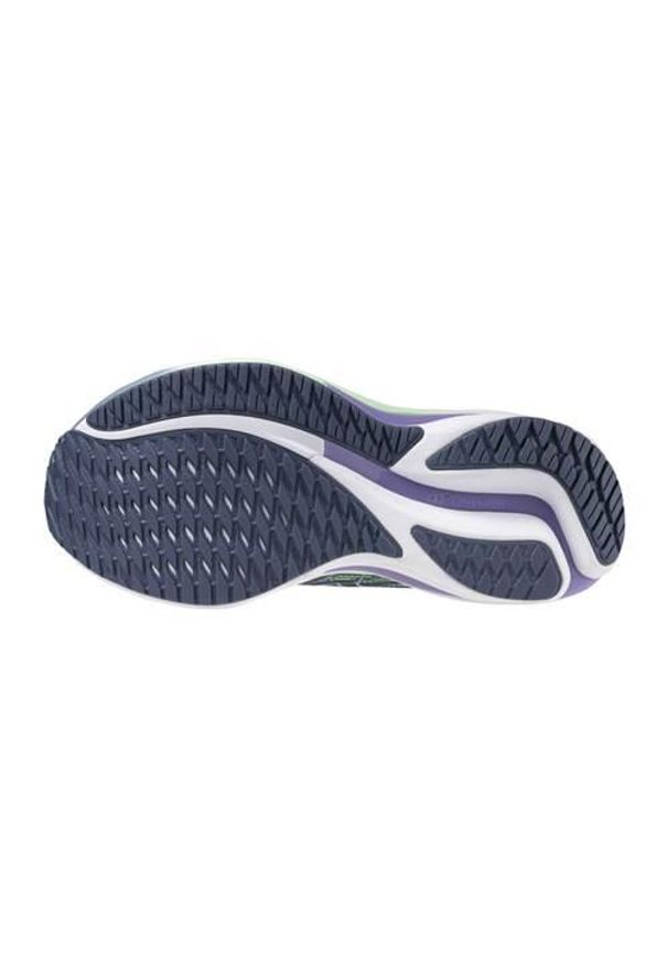 Buty do biegania damskie Mizuno Wave Rider 28. Kolor: biały, wielokolorowy, niebieski. Materiał: materiał, syntetyk. Szerokość cholewki: normalna. Model: Mizuno Wave