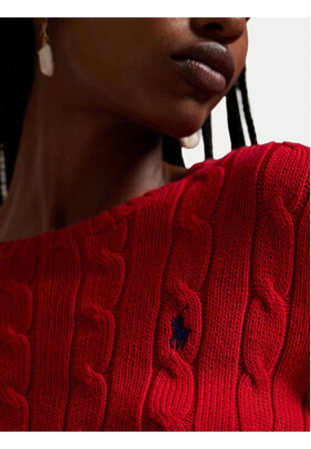 Polo Ralph Lauren Sweter 211971869502 Czerwony Slim Fit. Typ kołnierza: polo. Kolor: czerwony. Materiał: bawełna