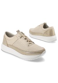 Beżowe Sneakersy Artiker Sportowe Obuwie Damskie. Okazja: na spacer. Kolor: beżowy. Materiał: materiał. Wzór: ażurowy. Sezon: lato. Sport: turystyka piesza #2