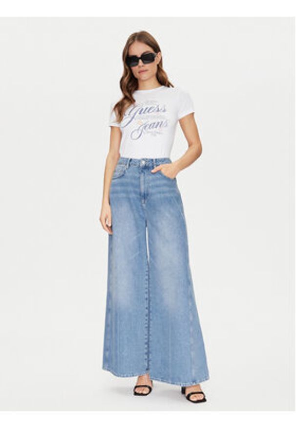 Guess T-Shirt W5GI24 J1314 Biały Regular Fit. Kolor: biały. Materiał: bawełna