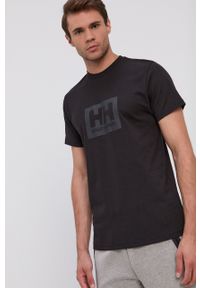 Helly Hansen t-shirt bawełniany kolor czarny z nadrukiem 53285-096. Okazja: na co dzień. Kolor: czarny. Materiał: bawełna. Wzór: nadruk. Styl: casual #3