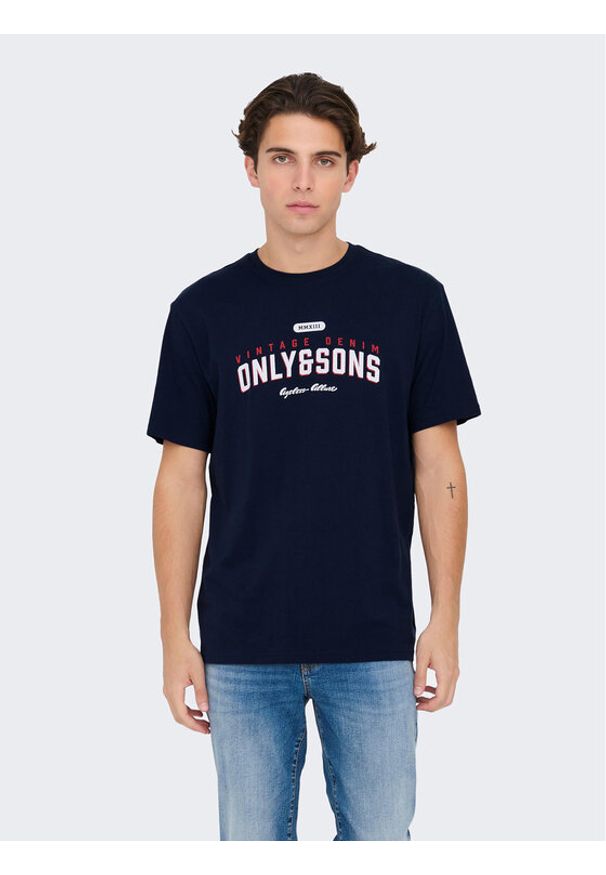 Only & Sons T-Shirt Lenny 22028593 Granatowy Regular Fit. Kolor: niebieski. Materiał: bawełna