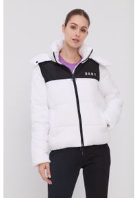 DKNY - Dkny - Kurtka. Kolor: biały. Materiał: tkanina. Wzór: gładki. Sezon: zima #1