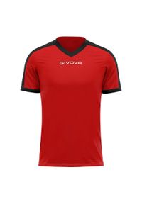 Givova - Męska Koszulka Interlock Revolution. Kolor: czarny, czerwony, wielokolorowy. Sport: turystyka piesza