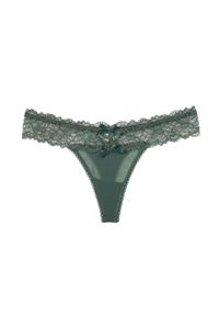 Intica - Stringi koronkowe z gładkim wykończeniem na co dzień i okazje Otha. Kolor: zielony. Materiał: koronka. Wzór: gładki