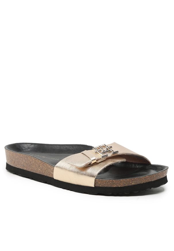 TOMMY HILFIGER - Klapki Tommy Hilfiger Th Mule Sandal Golden FW0FW07070 Gold 0LJ. Kolor: złoty. Materiał: skóra