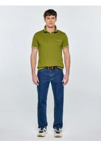 Big-Star - Koszulka męska polo zielona Wladym 301. Okazja: na co dzień. Typ kołnierza: polo. Kolor: zielony. Materiał: dzianina, jeans, materiał. Wzór: nadruk, aplikacja, paski. Styl: casual, klasyczny, sportowy, wizytowy #2