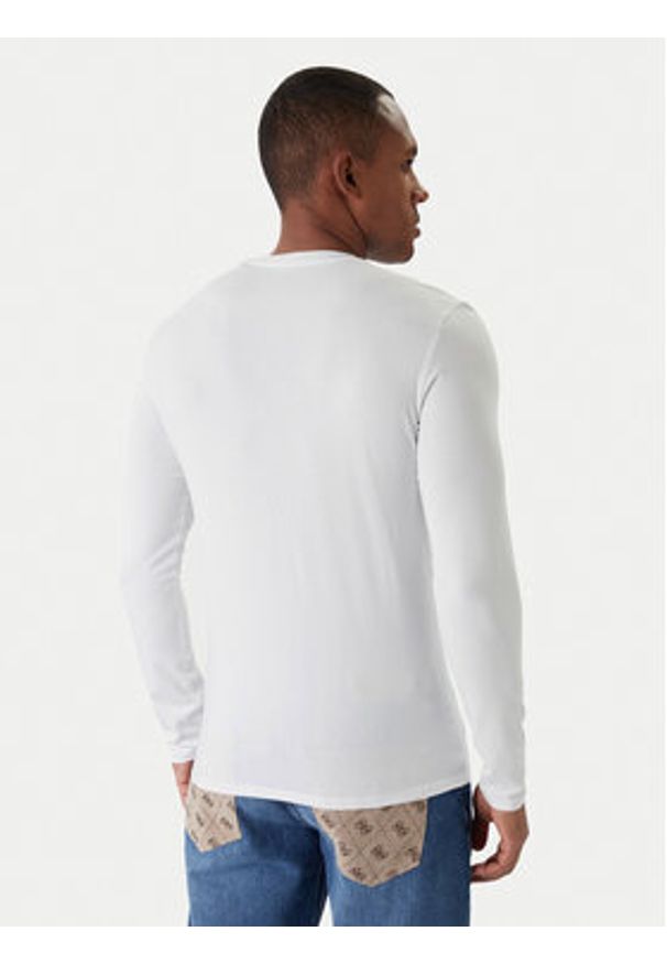 Guess Longsleeve M2YI08 J1314 Biały Slim Fit. Kolor: biały. Materiał: bawełna. Długość rękawa: długi rękaw