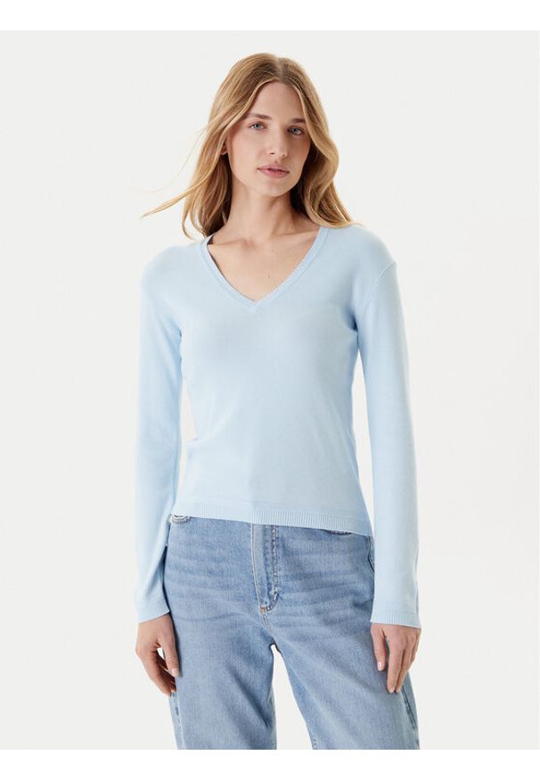 United Colors of Benetton - United Colors Of Benetton Sweter 1091D4625 Błękitny Slim Fit. Kolor: niebieski. Materiał: bawełna