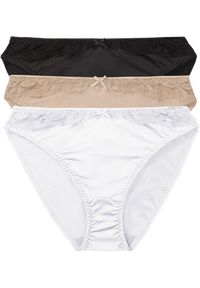 bonprix - Figi (3 pary). Kolor: czarny. Wzór: aplikacja, haft #1