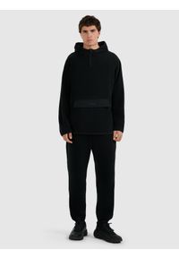 4f - 4F Spodnie dresowe polarowe męskie - czarne S. Kolor: czarny. Materiał: polar, dresówka #1