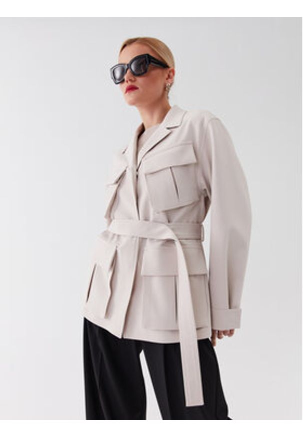Calvin Klein Płaszcz przejściowy K20K205882 Écru Regular Fit. Materiał: syntetyk