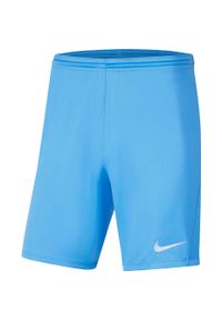 Spodenki piłkarskie męskie Nike Dry Park III treningowe szybkoschnące Dri Fit. Kolor: niebieski. Technologia: Dri-Fit (Nike). Sport: piłka nożna