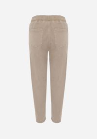 Renee - Beżowe Jeansy Mom Fit High Waist z Bawełny ze Ściągaczem w Pasie Phiales. Stan: podwyższony. Kolor: beżowy. Długość: długie. Wzór: gładki #7